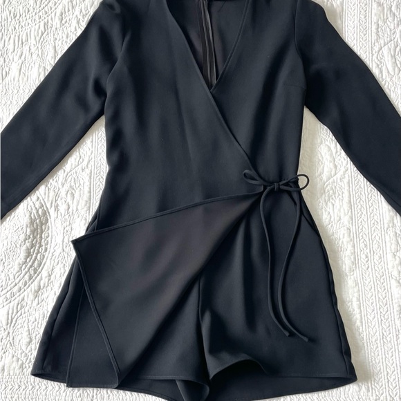 NWOT Zara Woman Black Wrap Front Romper Mini Dress - S - Picture 2 of 7